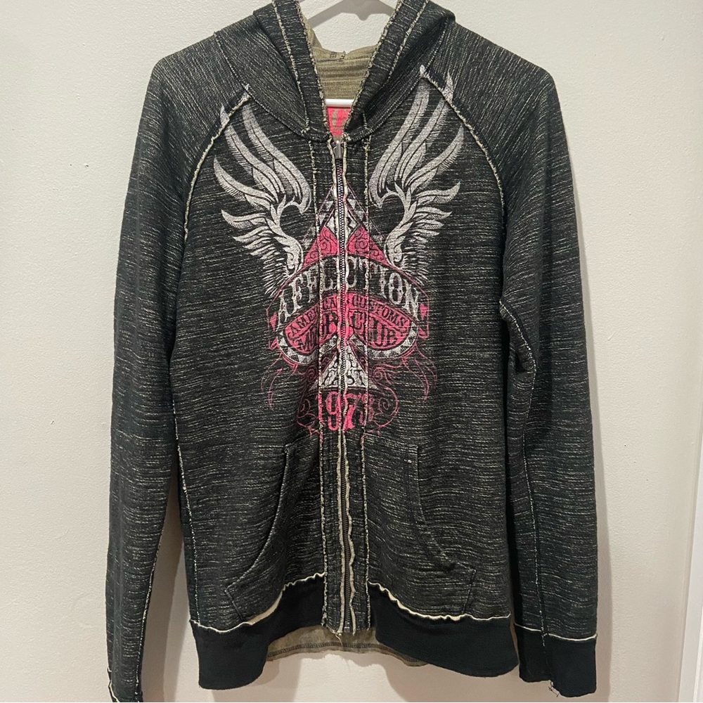 Y2k rare reversible affliction zip up.